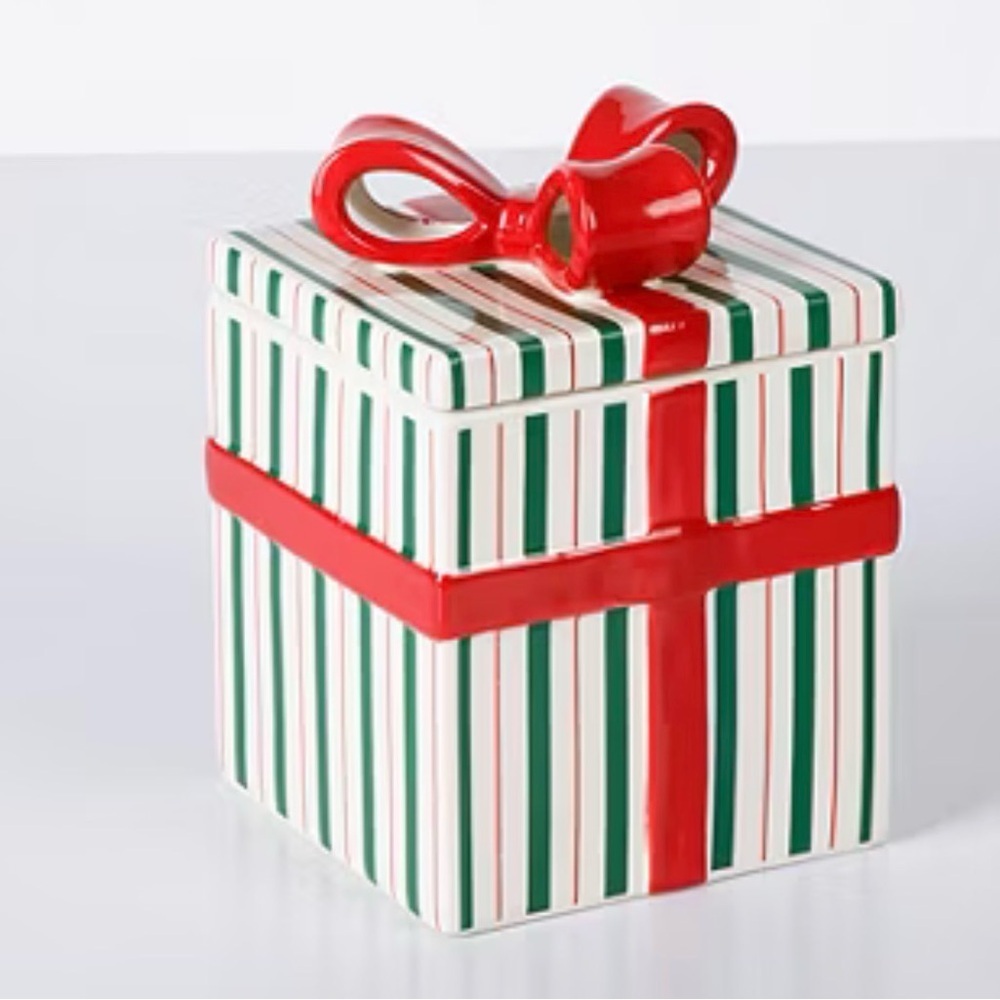 Martha Stewart Festive Bow Ceramic Figural Candy Cookie Jar
